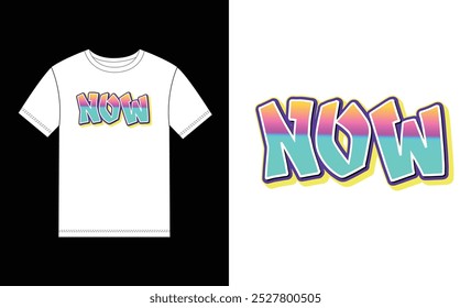 Now text effect vector  for graphic tee t shirt
