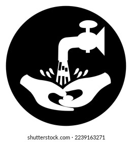 Nun waschen Sie Ihre Hand Bitte Symbol Schild, Vektorgrafik, einzeln auf weißem Hintergrund Label. EPS10 