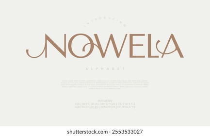 Nowela typography beauty fashion elegant minimalist serif italic fonts decorative wedding vintage retro logos. Minimal luxury font alphabet logo. Vector illustration