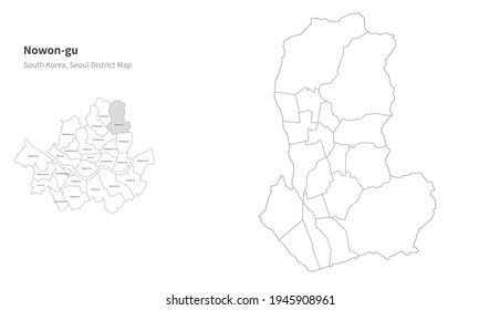 Nowon-gu Map. Seoul District Map Vector.