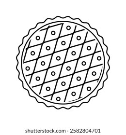 Nowruz Baklava Tray Icon Vector – Persian Azerbaijani Traditional Dessert Line Art Illustration