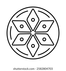 Nowruz Baklava Tray Icon Vector – Persian Azerbaijani Traditional Dessert Line Art Illustration