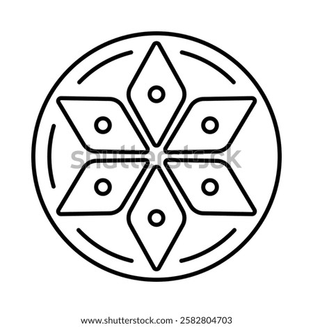 Nowruz Baklava Tray Icon Vector – Persian Azerbaijani Traditional Dessert Line Art Illustration