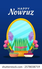 nowruz festival vertical banner illustration in gradient style