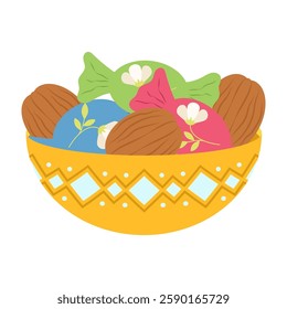 Nowruz Festive Items and Seasonal Symbols Flat Illustration