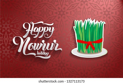 Nowruz greeting. Happy Nowruz holiday. Iranian turkish new year greeting card design.