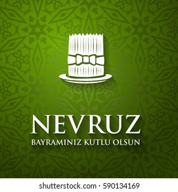 Nowruz greeting. Iranian new year. "Happy Novruz Holiday" turkish.
