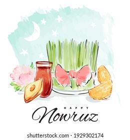 Nowruz holiday greeting card. Novruz bayram background template.