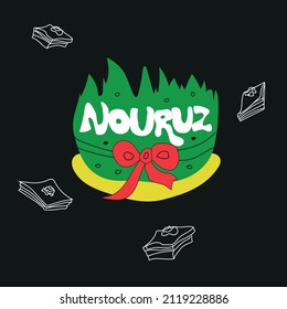 Nowruz Feiertage Vektordesign Elemente in neuen Stil Illustration gezeichnet. Novruz Persian New Year Zusammensetzung von Samani