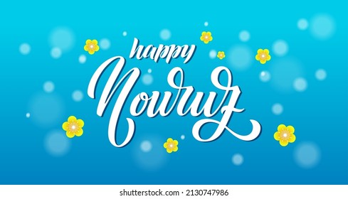 Nowruz holiday vector design elements. Novruz Persian New Year composition. Handwritten lettering.
