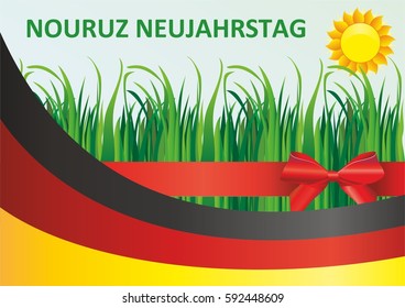 Nowruz "New Day" Happy Persian New Year invitation. vector illustration for Germany