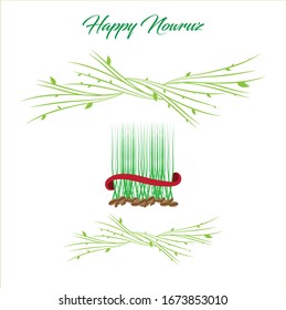 Nowruz semeni, wheat grass floral decorated background. Spring celebration. 21 march.  