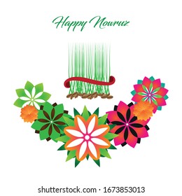 Nowruz semeni, wheat grass floral decorated background. Spring celebration. 21 march.  