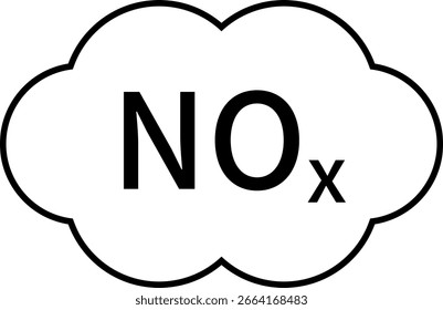 NOx (Stickoxide) einfaches Symbol, Wolkenform