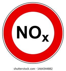 NOx  and prohibition sign on white