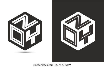 NOY letter logo design with illustrator cube logo, vector logo modern alphabet font overlap style. Premium Business logo icon. White color on black background