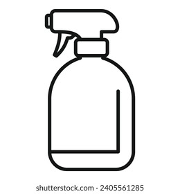 Vector de contorno del icono del pulverizador de boquilla. Limpieza de palma segura. Agua de contenedor limpio
