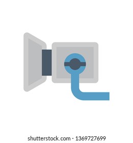 Nozzle vector icon. Also called adaptor nozzle or receptacle. Device for car or vehicle refueling with natural gas i.e. CNG, NGV and LNG. Include fuel tank door or tank cover or fuel filler lid.