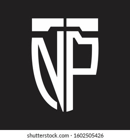 NP Abstract logo monogram with emblem style isolated on black background
