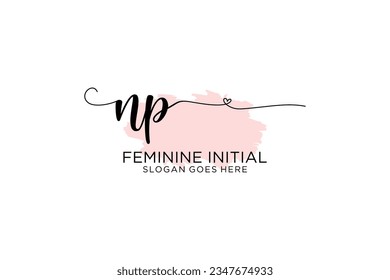 Monograma de belleza NP y elegante logo de diseño para escritura a mano de marca inicial, boda, moda, floral y botánica con plantilla creativa.