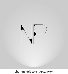 NP Black thin minimalist LOGO Design with Highlight on Gray background.