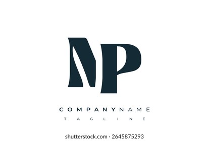 NP Creative Abstract Typography Logo Design. Elegant logo combining bold typography and creative shapes, ideal for branding and identity solutions.
