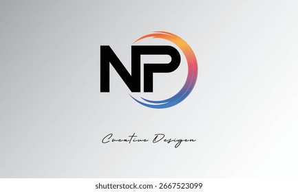 Logotipo de letra creativa NP con círculo de degradado