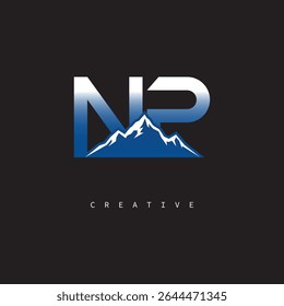 NP Creative Mountain Logo Bold Gradient Letter mark Branding Design for Business Outdoor Brands