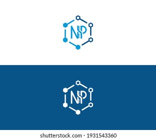 NP DNA logo design template icon for science technology