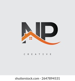 NP House Letter Logo – Creative Real Estate Monogram with Roof Shape and Home Icon for Property, Architecture and Modern Branding Identity