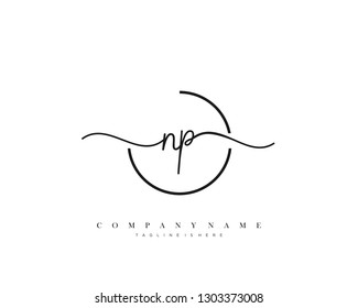 NP initial handwriting logo template vector