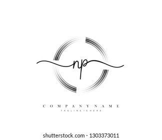 NP initial handwriting logo template vector