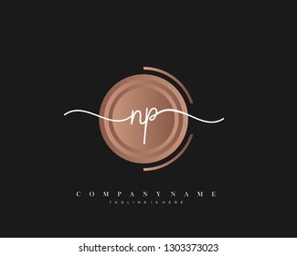 NP initial handwriting logo template vector