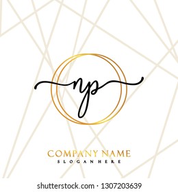 NP Initial Handwriting logo template vector