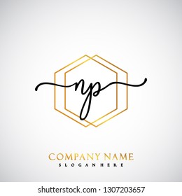 NP Initial Handwriting logo template vector