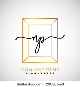 NP Initial Handwriting logo template vector