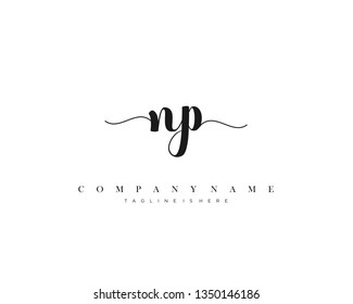 NP initial handwriting logo template with luxury color vector