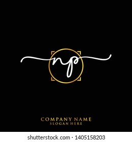 NP Initial handwriting logo template