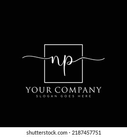 NP Initial handwriting minimalist logo vector