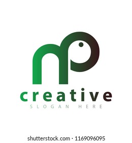 NP Initial Letter animal logo icon vector template
