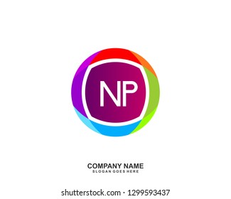 NP Initial letter geometric logo vector 
