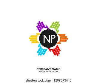 NP Initial letter geometric logo vector 