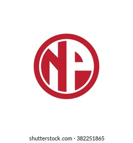 NP initial letters circle business logo red