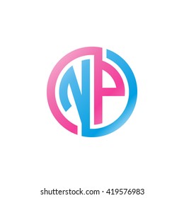 NP initial letters looping linked circle logo blue pink