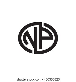 NP initial letters looping linked ellipse monogram logo