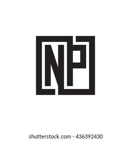 NP initial letters looping linked square monogram logo