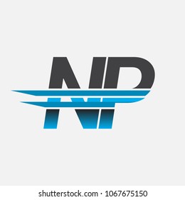 NP initial logo company name colored black and blue, Simple and Modern Logo Design.