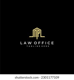 Logo inicial de NP en monograma para oficina de leyes con imagen de diseño de oficina en el hogar