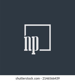 NP initial monogram logo with rectangle style dsign