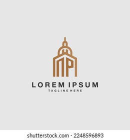 NP initial monogram real estate logo with imperium style desgn